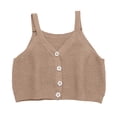 thumbnail image 2 of UACY Toddler Girls Knit Camisole Crop Top V Neck Button Front Textured Knit Tank Top Casual Sleeveless Vest for Kids ﻿ (Coffee, 5-6 Years), 2 of 7