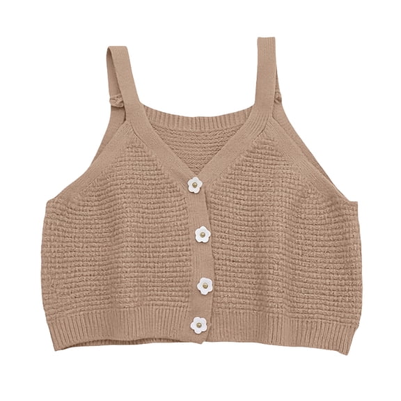 GiLiling Girls Ribbed Tank Top Summer Sleeveless Crop Top Cute Casual Beach Vacation Camisole (Yellow, 4-5 Years)