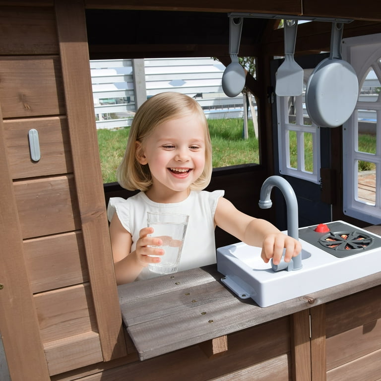 COCLUB Outdoor Playhouse, Wooden Playhouse for Kids Toddlers