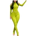 thumbnail image 1 of AherBiu Workout Bodysuits for Women Long Sleeve Slim Stretchy Comfy Rompers Cold Shoulder Skinny Jumpsuit, 1 of 5