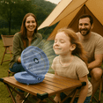 thumbnail image 3 of 7.4" Foldable Portable Fan, 2 in 1 Desk Fan and Hanging Fan, 90° Adjustable, 3 Speeds, USB Charge Table Fan for Home, Office and Outdoor, Blue, 3 of 10