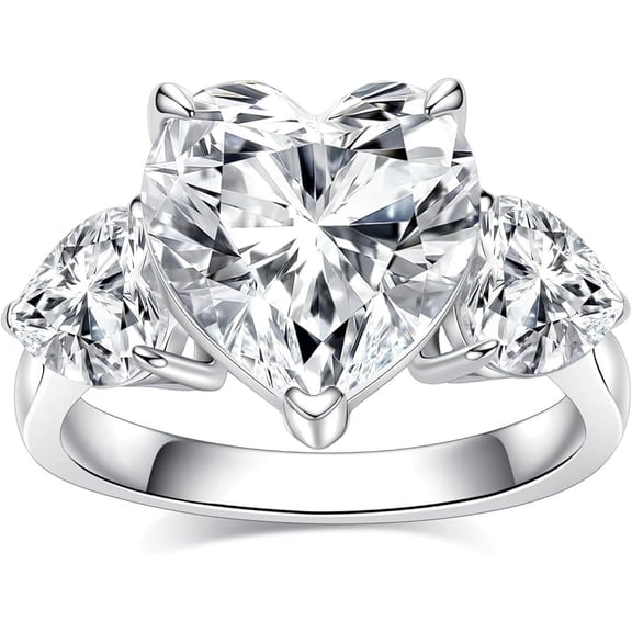 Solitaire 3 CT Engagement Ring Brilliant Heart Cut Diamond Ring Plated White Gold Anniversary Gift