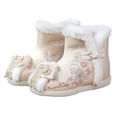 thumbnail image 3 of huajiao 1 Pair Girls Hanfu Shoes Chinese Embroidered Flower Flat Retro Ethnic Slope- Heel Shoes Vintage Floral Silk Shoes, 3 of 6