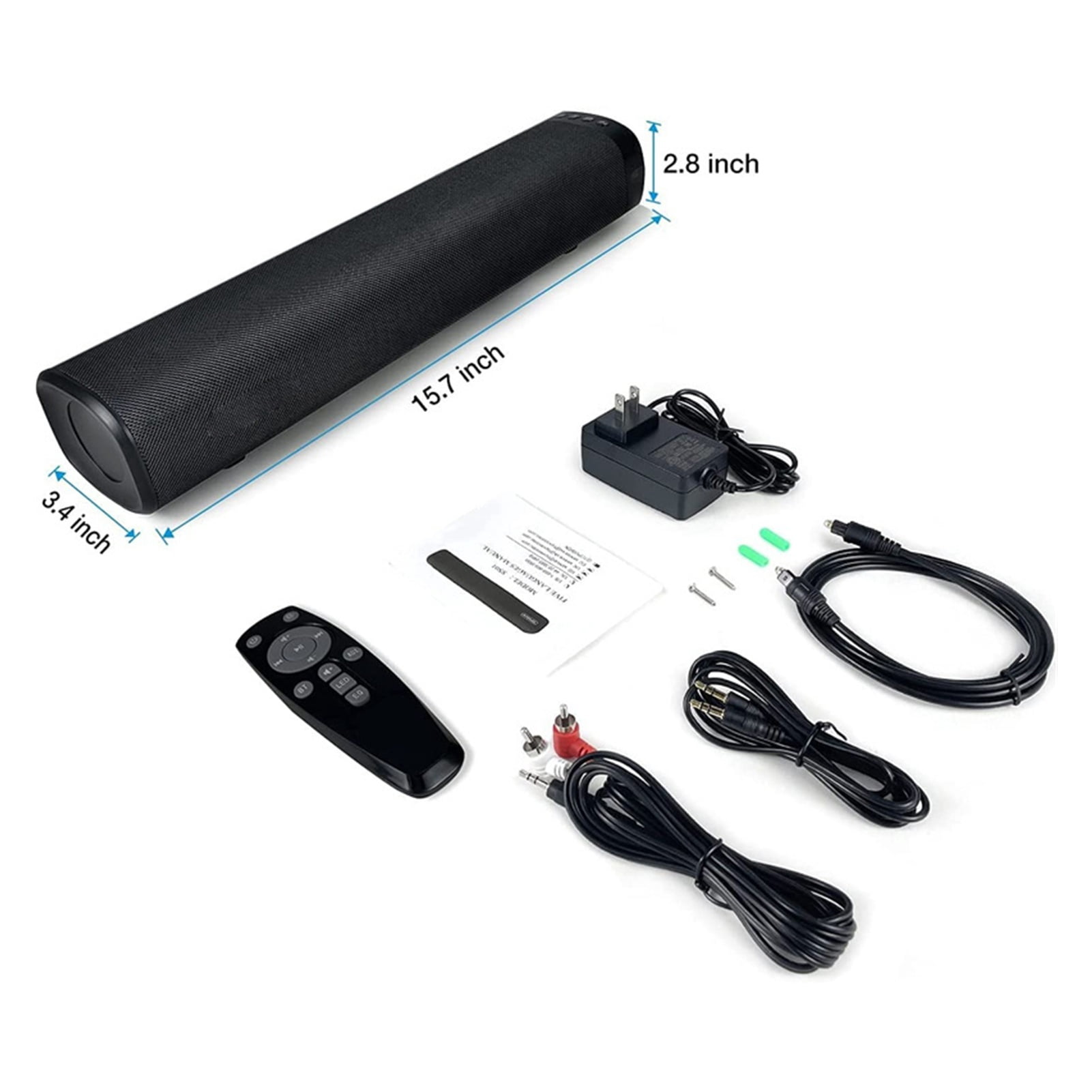 Wireless Bluetooth Sound Bar Stereo Bass Speaker TV Home Theater TV Sound Bar 3 Equalizer Modes Optical/Aux/USB Connection ,High Sound