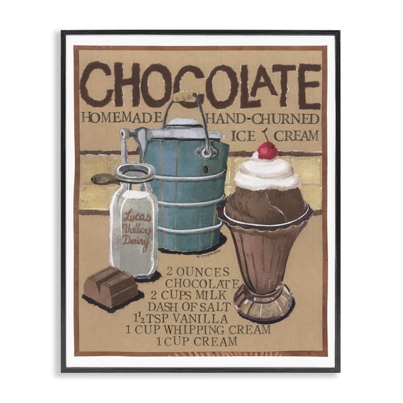 Stupell Industries Chocolate Ice Cream Food & Beverage Painting Black Framed Art Print Wall Art, 24 x 30