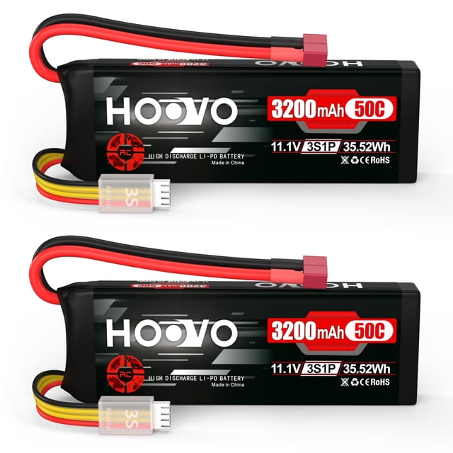 Hoovo 3S 11.1V 3200Mah 50C Batterie Rc Lipo avec Connecteur Deans T pour Voiture Rc Hélicoptère Rc Quadcopter Modèles Rc (2 Packs)