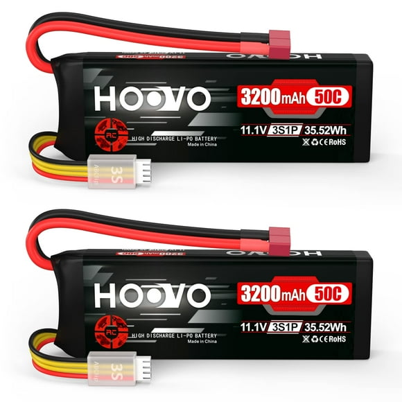Hoovo 3S 11.1V 3200Mah 50C Batterie Rc Lipo avec Connecteur Deans T pour Voiture Rc Hélicoptère Rc Quadcopter Modèles Rc (2 Packs)