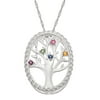 Family Jewelry Personalized Planet Mother's Sterling Silver Birthstone Tree Necklace, 20" ,Women's
