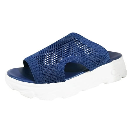 

Vuygyu Ladies Casual Solid Colour Hollow Breathable Mesh Large Size Set Foot Thick Bottom Sports Sandals Slippers Womens Slide Sandals Sparkly Women Shoes Size 11 Sandals High Heel Sandals for Women