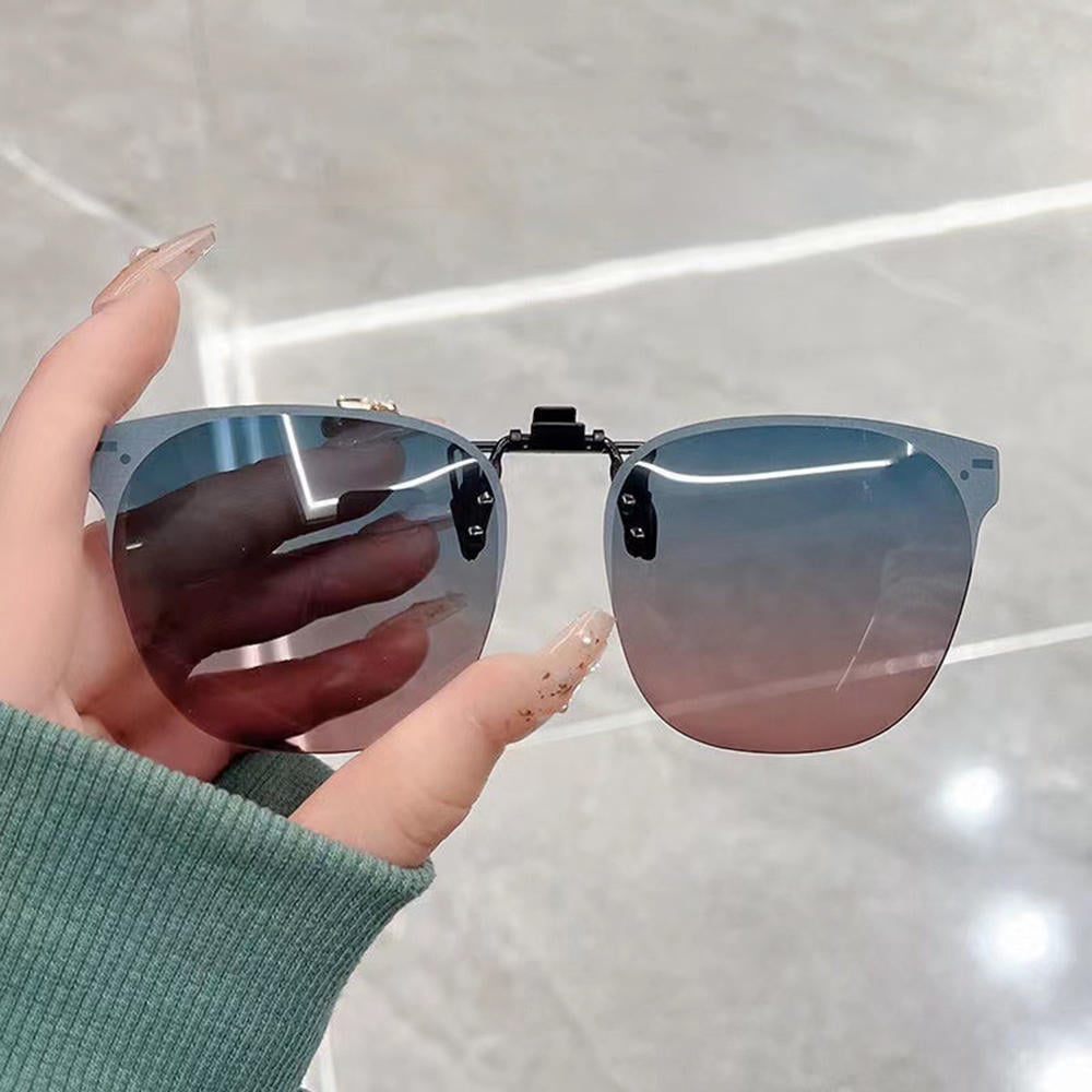 YUANOU Clip On Sunglasse Flip up Glasses Gradient Polarized Photochromic Sunglasses UV400 Goggles Night vision yellow