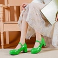 thumbnail image 2 of Juebong Womens Shoes Patent Leather Chunky Heeled Pumps Rounded Toe Ankle Strap Dress Shoes Green,43, 2 of 6