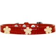 thumbnail image 1 of Gold Flower Widget Croc Dog Collar Red Size 14, 1 of 1