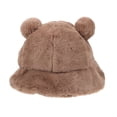 thumbnail image 1 of KAKOWELY Gorro de invierno de felpa con orejas de oso para mujer y niña, ideal para exteriores., 1 of 5