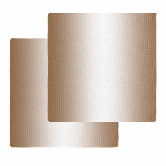 Brown Ombre Dish Towels Set, Waffle Weave Kitchen Towels 2 Pieces, Modern Gradient Art Abstract Microfiber Hair Face Bath Tea Towel Absorbent Quick Drying Cleaning Dish Cloths, 12"x12"