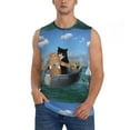 thumbnail image 1 of Fotbe Two Brave Cats Are Floating On The Sea Iceberg Men's Camiseta sin Mangas Estampada para Hombres, Playera Casual para Gimnasio, Entrenamiento, Playa-Small, 1 of 7