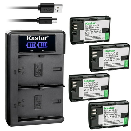 Kastar 4-Pack LP-E6 Battery and LKD2 USB Charger Replacement for Canon EOS 6D  EOS 7D SV  EOS 7D Mark II  EOS 60Da  EOS 70D  EOS 80D  Canon BG-E6 BG-E9 BG-E11 BG-E13 BG-E14 BG-E16 BG-E20 BG-E21 BG-E22 price history on PriceWatchPro