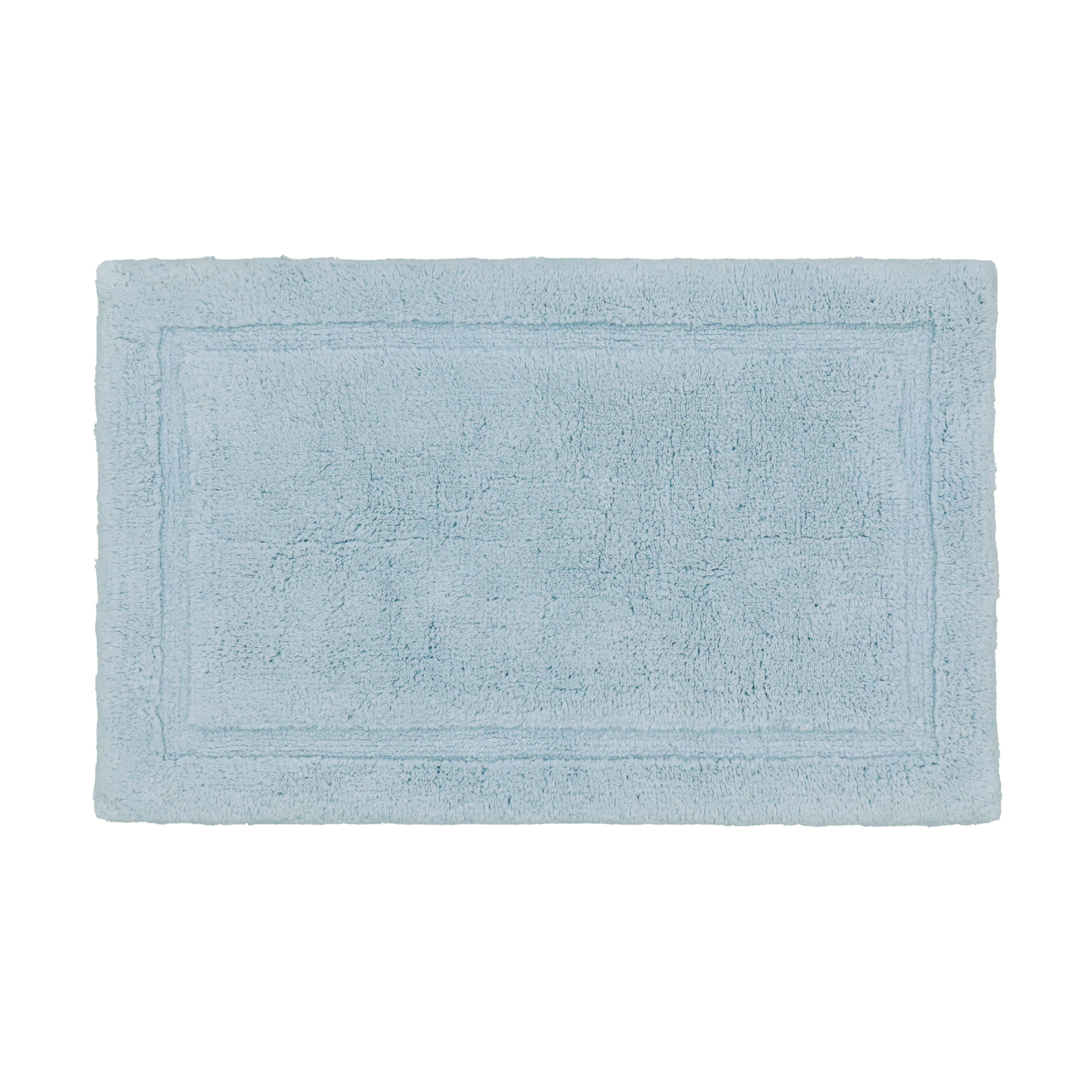 Jean Pierre New York Lydia Border 100% Cotton Bath Mat - Non-Slip Bath Rug - Light Blue - 20"x30"