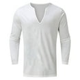 thumbnail image 3 of Bcfgryg Men's Casual V Neck Long Sleeve T Shirt Slim Fit Basic Solid Color Top Comfortable Breathable Soft Shirt For Daily Wear Men's T Shirts White L, 3 of 3