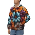 thumbnail image 3 of Kdxio Colorful Blooming Flowers Print Men Hoodies Casual Hoodies for Men with Zip Pockets Full Zip Long Sleeve Sweatshirt Sports Hooded Jacket-X-Large, 3 of 5