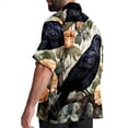 thumbnail image 3 of Crow Men's Short Sleeve Poplin Shirt with Spread Collar Tops, Casual Printed Button Down, Summer Beach Shirt for Men - Unisex, Stylish Men's Shirts, 3 of 6