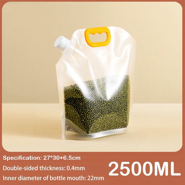 Grain Storage Bag Portable Insect Proof Moisture Proof Fresh Keeping Bag Recyclable Portable Transparent Grain Storage Bags 2500G 4PCS