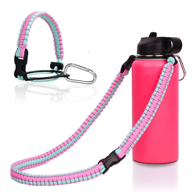 Wongeto Mango Paracord Con Correa Para El Hombro Compatible Con Botellas De Agua De Boca Ancha Hydro Flask De 12 Oz A 64 Oz (No Compatible Con El Nuevo Hydro Flask 2.0) Correa Para Botella Para Camina
