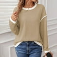 thumbnail image 2 of Plus Size Tops for Women Round Neck Color Block Loose Fitted Long Sleeve Knit Top Comfortable Stylish Casual Wear, 2 of 2