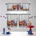 thumbnail image 3 of Independence Day Flower Kitchen Curtains Valances 3 Piece Set, Red Blue Stripe Star Bow Tie Daisy Black Plaid Wood Rod Pocket Tier Curtain Valance Drapes for Small Window 36 Inch Length for Bedroom, 3 of 9