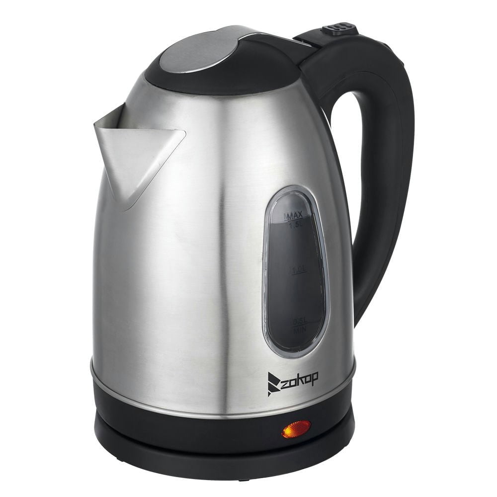 Resenkos1.5L Stainless Steel Electric Kettle With Water Window, Homes & Offices, Fast Heating & Durable Quality And Easy to Use, Black And Sliver