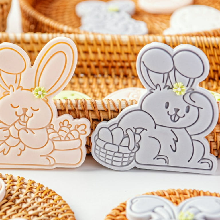 Happy Easter Cookie Cutters Cute Rabbit Easter Egg Cookie Stamp Biscuit  Mold for Kids Easter Party
