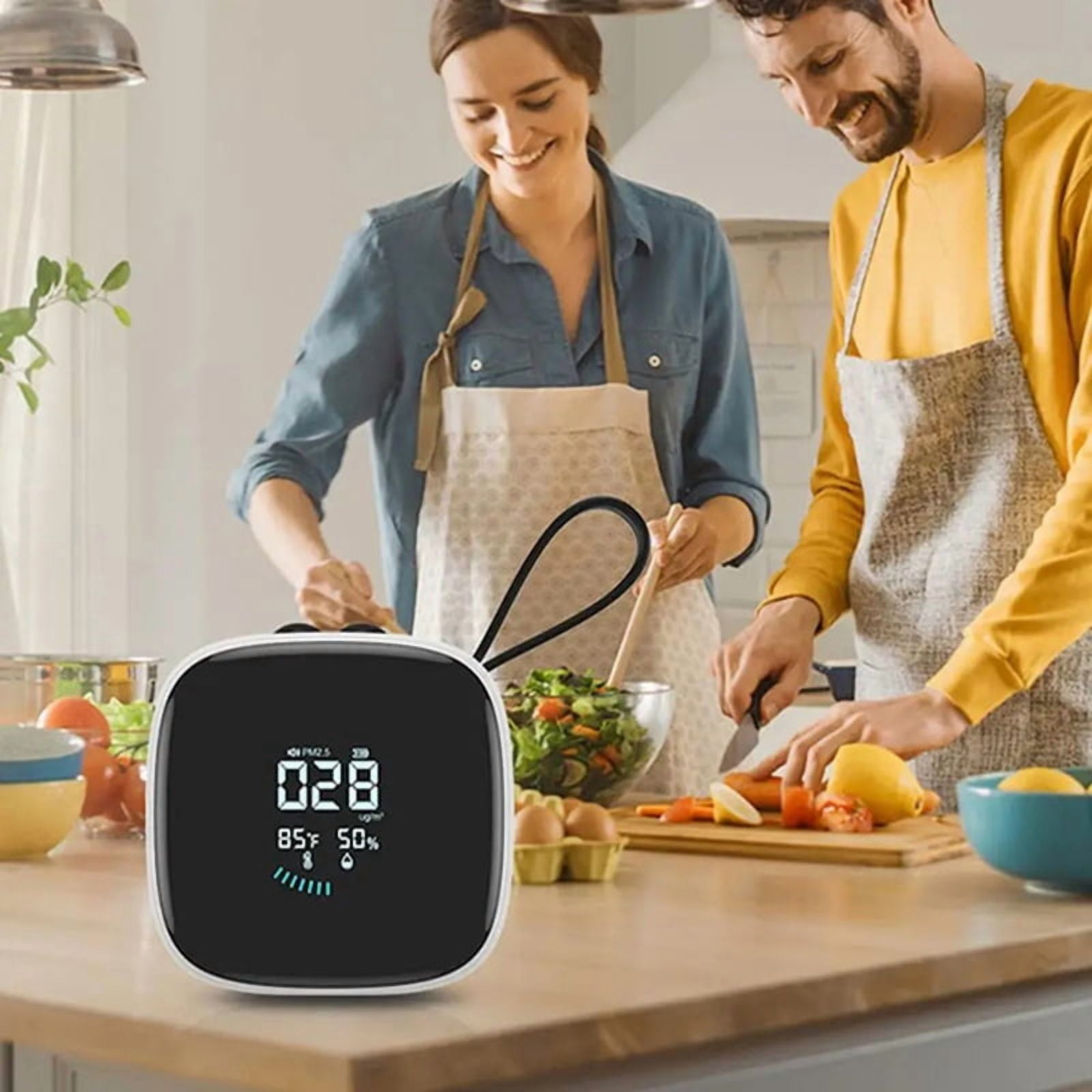 Pm2.5 Detector Small LED Display with Strap Air Quality Monitor Multipurpose Home Humidity Tester for Bedrooms Living