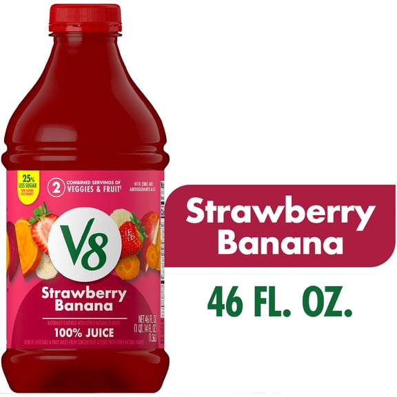 V8 Strawberry Banana 100% Fruit and Vegetable Juice, 46 fl oz Bottle