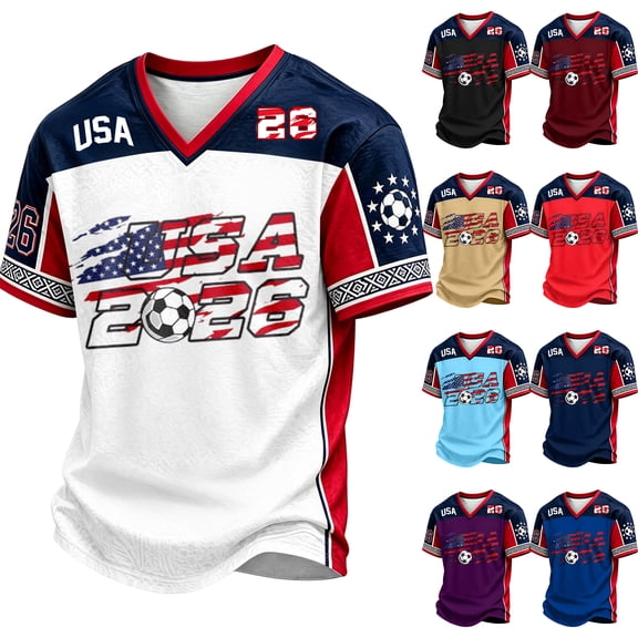 2026 New USA Soccer Jersey Men, United States Jersey Soccer, Jersey USA Crew Neck Short Sleeve Football Shirt, USA Flag Soccer Jersey for Adult(White, 2XL)