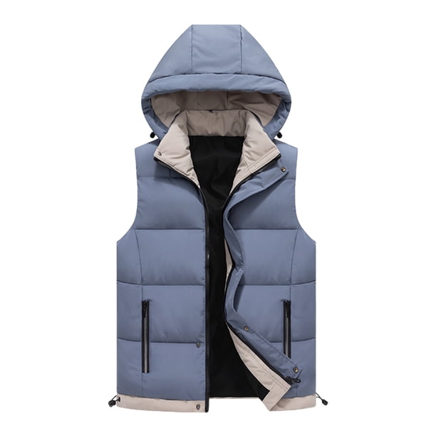 Ceisia Warm Windproof Men's Loose Fit Detachable Hooded Down Cotton Vest Gift