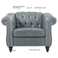 thumbnail image 4 of Chesterfield Faux Leather Sofa, 1 Seater Upholstered Tufted Single Couch with Removable Cushions Rubber Wood Legs for Living Room Bedroom Apartment, 4 of 14
