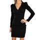 thumbnail image 1 of Moda mujer Casual cuello en V Color sólido mangas largas IrregularFolds vestido falda corta Pompotops qwe12497, 1 of 6