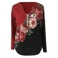 thumbnail image 3 of BUIgtTklOP No Boundaries Womens Tops 2023 Clearance Women Casual Tops Shirt Ladies V Neck Floral Print Loose T-Shirt Blouse Tee Top, 3 of 6