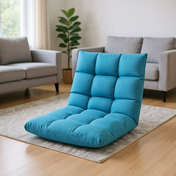 YYAo Floor Gaming Chair, Recliner,Meditation Floor Chair,14-Position Adjustable Folding Lazy Gaming Sofa-Light Blue