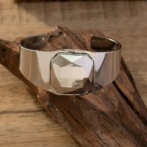Zhuge Sleek Wide Open-Cuff Bangle, Single Piece Minimalist Statement Bracelet for Daily & Special Occasions,W09