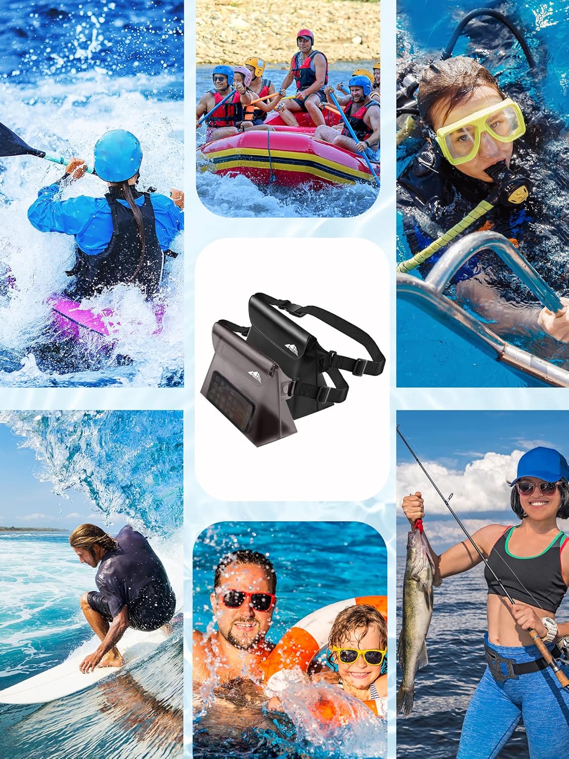 2/3/4 Pack Waterproof Pouch with Waist Strap, Screen Touchable Dry Bag with Adjustable Belt for Phone Valuables for Kayaking, Swimming, Snorkeling, Boating, Fishing, Surfing & Beach
