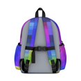 thumbnail image 3 of Blue and Purple Checkered Pattern Backpack for School, Cute School Bag with Adjustable Shoulder Straps and Padded Back, 13.4"x11"x4.7", 3 of 5