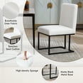 thumbnail image 3 of Linen Fabric Mid Century Modern Dining Chair Set of 4, Upholstered Padded Dining Chairs Armless Accent Chair with Black Metal Frame for Dining Room/Living Room/Kitchen/Office, White, 3 of 8