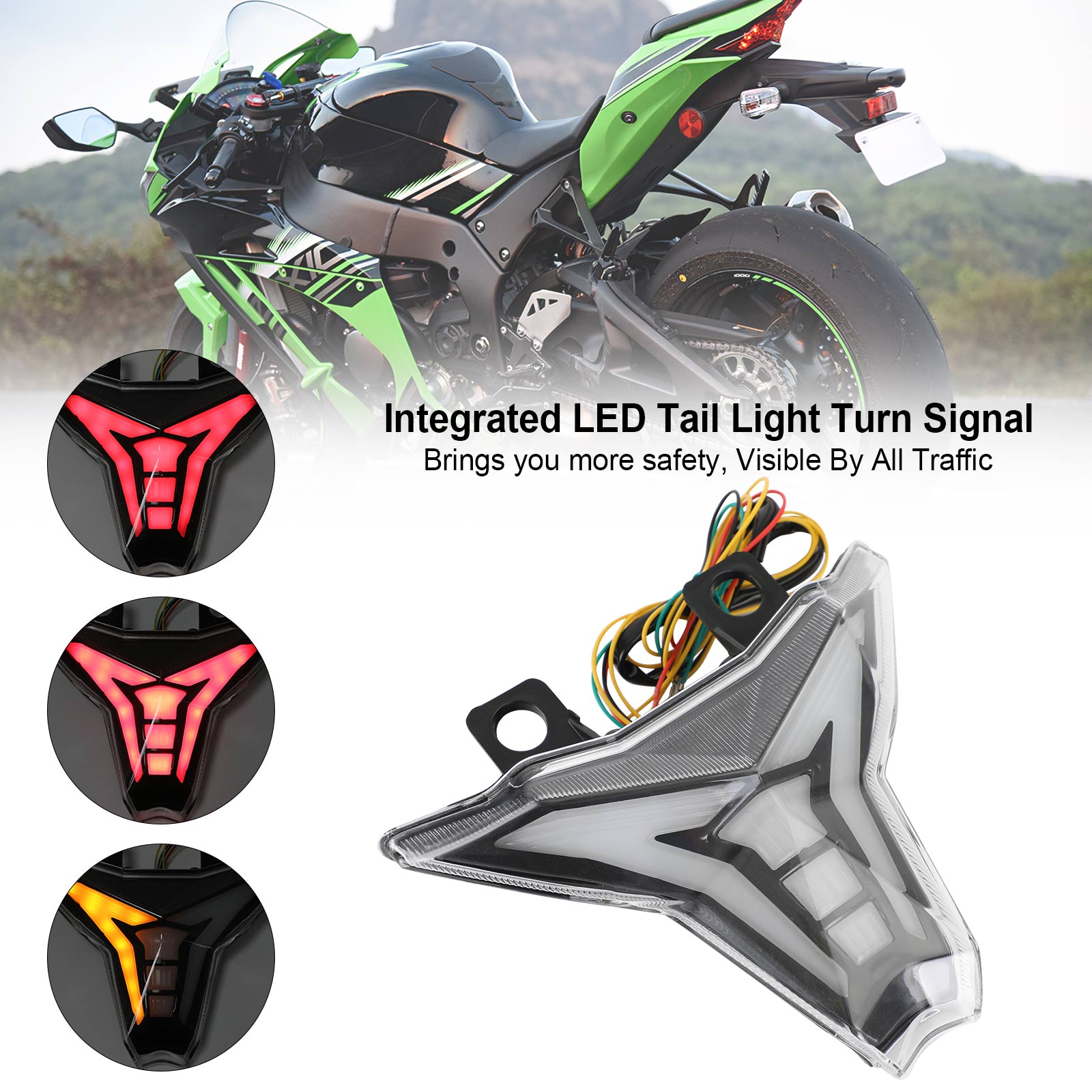 Integrated Tail Light Turn Signal For KAWASAKI Ninja ZX10R