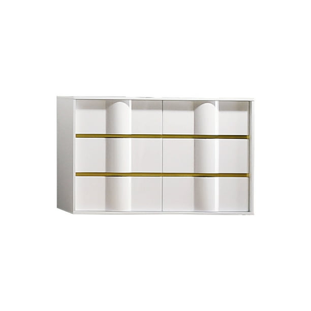 Gold T 6 Drawer Dresser, Modern 6 Drawer White Bedroom Dresser For Storage In Gold