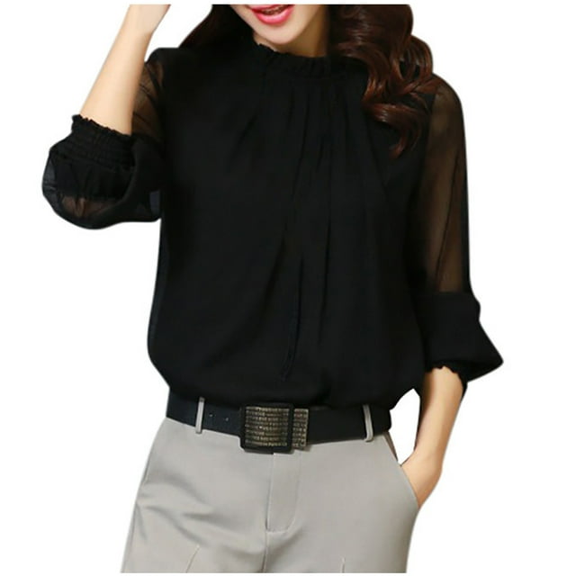 Pompotops Mode Femmes Décontracté Manches Longues Col Rond Patchwork Uni Ample Hauts Courts