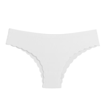 Low Waist Lace Thong Pants  Breathable Traceless  Solid Color Wavy Pattern  Women s  Comfort Fit  Fashionable  Underwear  Leggings  Seamless  Casual  Workout  Plus Size Womens Pants | White XL