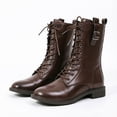 thumbnail image 6 of JUSLIO Winter Boots for Women,Side Zip Round Toe Lace Up Mid Calf Boots Platform Comfortable Versatile Mid Heel Boots, 6 of 7