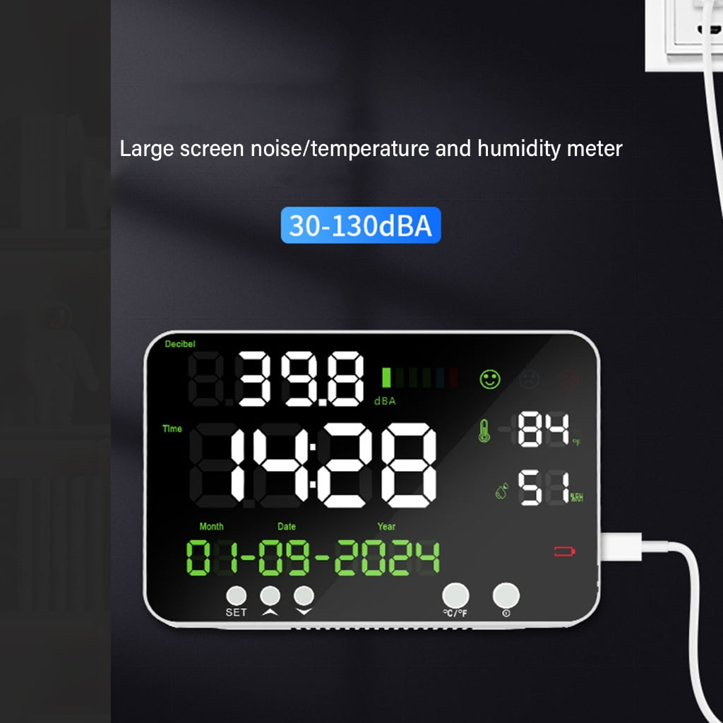 Zeiwohndc Small Temperature & Humidity Meter ABS Air Quality Monitors for Household
