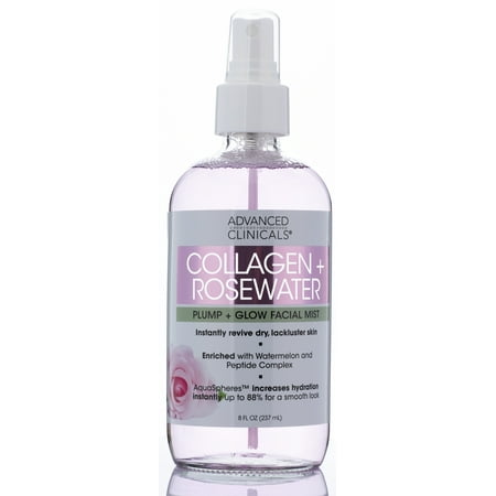 Collagen + Rosewater Skin Reviving & Hydrating Face Mist  Lightweight, Non-Greasy Toner Spray for Instant Hydration with Pure Rose Water and Premium Natural Extracts by Advanced Clinicals, 8
