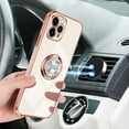 thumbnail image 4 of Compatible with Rose Gold iPhone 13 Mini Case for Women Girls Kickstand Ring Holder 360 TPU Rotation Case with Stand Plating Edge Work with Magnetic Mount Slim Luxury Girly Cover Case White, 4 of 16
